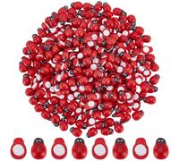 SOFPLATE 300Pcs Mini Wood Ladybugs Self Adhesive Ladybugs Natural Poplar Wooden Red Insect Animals Tiny Miniature Figurine Embellishments for DIY Craft Scrapbooking Fairy Garden Landscape Decoration