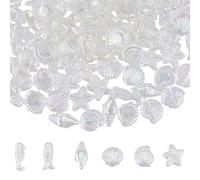 SOFPLATE 300Pcs Ocean Animal Beads Bulk Starfish Bead Charm White Plastic Sea Summer Beach Snail Fish Conch Jellyfish Seashell Spacer Beads for Jewellery Making Bracelets Earrings Necklaces DIY Crafts