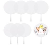 SOFPLATE 30Pcs Round Hand Fan Blank Paper Fans Bulk Flat White Cardstock Unfinished Handheld with Plastic Handle DIY Painting Crafting for Church Party Graduation Wedding Celebration Summer Decor