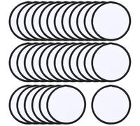 SOFPLATE 30Pcs Round Sublimation Patches Blank White Sublimation Patch Black Border Cloth Fabric Sew on Computerized Embroidery Appliques Accessories for DIY Costume Hats Clothes Shoes Bags Backpacks
