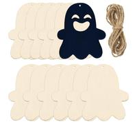 SOFPLATE 30Pcs Wood Ghost Cutout Halloween Wooden Hanging Decorations with Cord Unfinished Blank Beige MDF Craft Art Tag Ornament Slices Embellishments for Halloween Holiday Party Pyrography DIY Decor