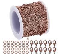 SOFPLATE 32.8 Feet/10M Cable Chain Jewelry Making Chain Link Jewelry Making Kit Brass 3.2 x 2.5mm Red Copper Roll Rolo Chains Connectors Links for Jewelry Making Necklace Bracelet Supplies DIY Crafts