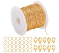 SOFPLATE 33 Feet/10m 2.5mm Cable Link Chains cable Link Chain Bulk with 20Pcs Lobster Claw Clasps & 50Pcs Jump Rings Brass Curb Chain Links Spool for jewellery Making Supplies DIY Bracelet Necklace