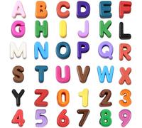 SOFPLATE 36Pcs Letter Shaped Beads Large Hole Acrylic Beads Opaque Colorful A to Z Alphabet Number Educational European Loose Smooth Spacers for Educational Jewelry Bracelets Necklaces DIY Crafts