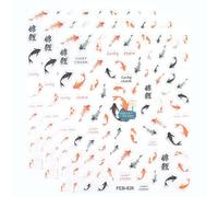 SOFPLATE 3Pcs Gold Fish Nail Stickers Fish Nail Decals ABS Plastic Self-Adhesive Good Luck Chinese Style Little Lucky Koifish Art Stickers for Manicure Supplies Accessories Decoration 3.7 x 3 Inch