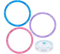 SOFPLATE 3Pcs Wind Chime Supplies DIY Wind Chime Top Ring with Multiple Holes Elastic Thread Acrylic Pink Purple Blue Round Windchime Circles Kit for Outdoor Home Garden Patio Suncatcher Supplies