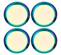 SOFPLATE 4 Pack 3.9 Inch Rainbow Serving Plate Round Metal Food Trays Small 410 Stainless Steel Seasoning Soy Sauce Storage Dishes Tools for Kitchen Cooking Sushi Dipping Appetizer Plates Jewellery