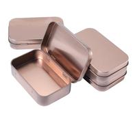 SOFPLATE 4 Pack 4 x 2.5 x 0.9In Metal Hinged Tin Box Rectangular Empty Hinged Tins Rose Gold Small Mini Iron Lid Storage Portable Organizer Containers for Tea Drawing Pin Candies Jewellery Crafts
