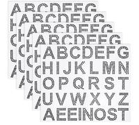 SOFPLATE 4 Sheets Black Rhinestone Letter Stickers Bling Gem Sticker Self Adhesive A to Z Alphabet Glitter Crystal 4cm Half Round Border Decals for Phone Case Laptop Scrapbook Clothing Art Crafts