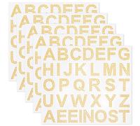 SOFPLATE 4 Sheets Rhinestone Alphabet Letter Stickers Gold Bling Stickers A to Z Alphabets 4cm Half Round Gem Glitter Crystal Self Adhesive Decals for Phone Case Laptop Scrapbook Clothing Art Crafts