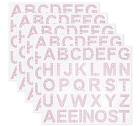 SOFPLATE 4 Sheets Rhinestone Letters Stickers Pink Bling Stickers A to Z Alphabet Half Round 4cm Glitter Crystal Gems Border Self Adhesive Large Decals for Phone Case Laptop Scrapbook Cloth Art Craft