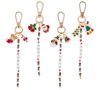 SOFPLATE 4 Styles Christmas Bag Charms Christmas Keychain Set Bulk Aesthetic Bell Snowflake Wreath Snowman Deer Santa Claus Stocking Enamel Charms for Handbags Keychain Bags Backpack Decorations Gift