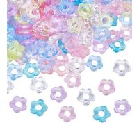 SOFPLATE 400Pcs Acrylic Hollow Flower Beads Transparent Colorful Beads Clear Handmade 5 Petal Floral Spacer Loose Bead for Jewelry Making Rainbow Bracelets Necklaces Earrings Supplies DIY Crafting