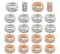 SOFPLATE 40Pcs 2 Colors Gold Rhinestone Spacer Beads Large Hole European Beads Silver Rondelle Glass Shine Diamond Pave Small Loose Charms Findings for Jewellery Making Necklace Bracelet DIY Craft