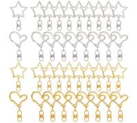 SOFPLATE 40Pcs 2 Styles Star Clasp Heart Keychain Hook Gold Silver Alloy Cute Hanging Buckle Spring Gate Rings Clip Swivel Snap Hooks with Key Rings for DIY Making Car Keys Lanyards Purses Decor Craft