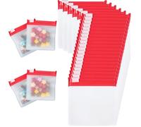 SOFPLATE 40Pcs 3 x 3 Inch Clear Slide Lock Bag Anti Tarnish Jewellery Storage Bags EVA Plastic Small Transparent Travel Pills Organizer Resealable Ziplock Pouch for Packing Earrings Rings Necklace Red