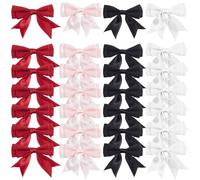 SOFPLATE 40Pcs 4 Colors Ribbon Coquette Bows Satin Craft Bows Bulk Small Multicolor Red Black Blue Pink Soft Cute Sweet Pastel Bow for Hair Clip Sewing Gifts Wrapping Party Favor DIY Decorations