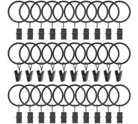 SOFPLATE 40Pcs Black Curtain Ring Clips Metal Drapery Rings 1.5 Inch Iron Round Circle Hanging Rod Clip Fits up to 1.1 Inch Hooks Accessories for Sliding Window Pinch Pleated Drapes Curtains Rods