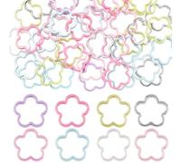 SOFPLATE 40Pcs Flower Bead Frames Frame Spacer Beads Large 1.67x1.61 Inch Colorful Spring Acrylic 2 Holes Hollow Floral Beadable Link Connector Loose Bulk for Jewellery Making DIY Keychains Pen Crafts