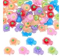 SOFPLATE 42Pcs 7 Colour Luminous Mini Resin Turtles Miniature Dollhouse Colourful Small Sea Ocean Tortoise Summer Glow In The Dark Figure Statue Ornaments for Landscape Dollhouse Desk Garden DIY Decor