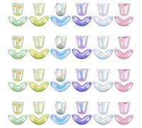 SOFPLATE 48Pcs 12 Styles Bell Flower Beads Bulk Rainbow Flower Bead Iridescent Lily of the Valley Colorful Floral UV Plated Tulip Spacer Loose Bead for Jewelry Making Bracelets Necklaces DIY Crafting