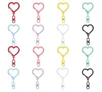 SOFPLATE 48Pcs 8 Colors Heart Keychain Clasp Color Swivel Clasp Hooks Bulk Colorful Cute Metal Keyring Lobster Claw Heart Trigger Spring Buckle Key Chain Snap Hook for DIY Making Purses Keys Decor