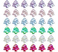 SOFPLATE 48Pcs Christmas Tree Shaped Beads Transparent Beads Shapes Small Acrylic Iridescent Plating Glitter Transparent Christmas Bead Bulk for Jewellery Making DIY Holiday Decoration Bracelets Craft