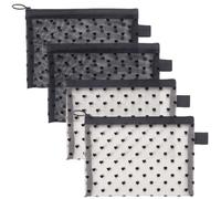 SOFPLATE 4Pcs 2 Colors 5.5 x 7.5 inch Mini Mesh Pouch for Purse Cosmetic Mesh Bags Travel Nylon Portable Makeup Toiletry Bag Organizer Key Card Holder for Purse Home Office Lipstick Brushes Coin Women