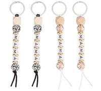 SOFPLATE 4Pcs 2 Colors MAMA Key Chain Set Wooden Bead Keychain Kits Plastic Cow Print Small Silicone Beads Colorful Key Chains for Craft Keychains Car Key Mothers Day Party Favor Wedding Favors Decor