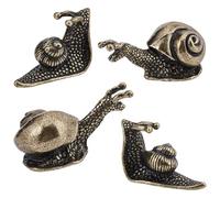 SOFPLATE 4Pcs 2 Styles Small Snail Figurine Garden Snail Outdoor Decor Antique Bronze Vintage Retro Alloy Animal Display Metal Landscape Ornament Statues for Garden Outdoor Lawn Yard Desk Office Decor