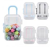SOFPLATE 4Pcs 4 Colors Small Plastic Suitcase Candy Box Eyelash Organizer Case Colorful Handle Mini Tiny Empty Luggage Trolley Bag Storage Holder for Eyelashes Candy Makeup False Lash Travel Tools