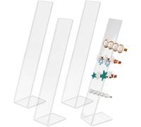 SOFPLATE 4Pcs Acrylic Hair Clip Stand Barrette Holder Display L Shaped Rectangle 1.5 x 2 x 7.5 Inch Blank Hairpin Storage Organizer Rack for Selling Retail Hair Clip Barrettes Crafts DIY Showcase