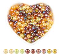 SOFPLATE 5 Colors 1000pcs 6mm Acrylic Round Transparent Beads Clear Yellow Beads Thanksgiving Themed Small Ab Colored Orange Light Gold Bead for Jewellery Making Necklace Bracelet Beading Craft