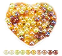 SOFPLATE 5 Colors 500pcs Yellow Acrylic Beads 8mm Ab Color Beads Thanksgiving Transparent Clear Autumn Fall AB Colors Round Orange Bead Bulk for Jewellery Making Holiday Decoration DIY Beading Crafts