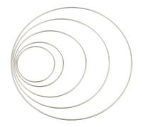 SOFPLATE 5 Sizes 10Pcs Silver Metal Craft Hoops Dream Catcher Rings Bulk Iron Wreath Macrame Ring 80/100/150/200/250MM Circle Rings for Craft Making Supplies Wedding Christmas Wall Hanging Decorations
