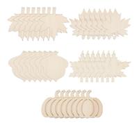 SOFPLATE 5 Styles 50Pcs Unfinished Wooden Fall Leaves Wood Leaf Cutouts with Hole Bulk Blank Smooth Printable Acorn Maple Pumpkin Autumn Wood Cutouts for Thanksgiving Fall Party DIY Crafts Decoration