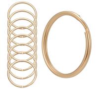 SOFPLATE 50 Pack Round Split Key Rings Light Gold Keyring Metal Small Circle 1.18 Inch Iron Vintage Shine Jump Linking Clasps Keychain rings for Dog Tags Keychains Belt Lanyards DIY Making Crafting