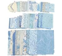 SOFPLATE 50 Styles 100 Sheets Collage Paper Sheets Scrapbook Collage Paper Bulk Blue Assorted Pattern Aesthetic European Journal Sheets for DIY Crafts Gifts Junk Journal Collage Ephemera Supplies