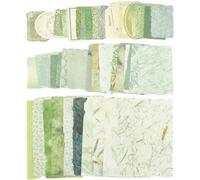 SOFPLATE 50 Styles 100 Sheets Journaling Collage Paper Aesthetic Scrapbook Paper Bulk Green Flowers Bamboo Leaf Collage Sheets for DIY Crafts Writing Drawing Diary Embellishment Supplies Photo Album