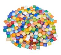 SOFPLATE 500G/1.1lb Crystal Mosaic Glass Tiles Glass Mosaic Square Pieces 10mm Colorful Assorted Colors Glasses Tile Cabochons Piece Bulk for Adults Handmade DIY Crafts Home Art Decoration Supplies