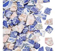 SOFPLATE 500G 4 Style Irregular Ceramic Mosaic Tiles Broken Ceramic Tile Bulk Blue and White Porcelain Flower Random Shape Tiles Pieces for DIY Crafts Plates Flowerpots Vases Art Supplies Home Decor