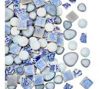 SOFPLATE 500g 4 Styles Mosaic Tiles Ceramic Blue and White Ceramic Tiles Bulk Porcelain Random Shape China Crack Broken Tiles Pieces for Art Crafts Mosaic Making Projection Home Vases Cup Decorations