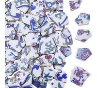 SOFPLATE 500g Broken Ceramic Tile Blue and White Porcelain Tiles Bulk Random Shape China Flower Pattern Irregular Mosaic Pieces for DIY Crafts Plates Flowerpots Cups Home Decor Mosaic Arts Supplies