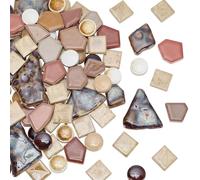 SOFPLATE 500g Mixed Brown Mosaic Tile Porcelain Irregular Mosaic Pieces Bulk Broken China Ceramic Tile Pieces Supplies for DIY Craft Art Picture Frames Plates Flowerpots Vases Cups Home Decoration