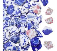 SOFPLATE 500g Mosaic Tiles Ceramic Blue and White Ceramic Tiles Bulk Porcelain Random Shape China Crack Broken Tiles Pieces for Art Crafts Mosaic Making Projection Home Flowerpot Vases Cup Decorations