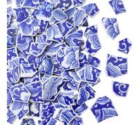 SOFPLATE 500g Porcelain Mosaic Tiles Blue and White Ceramic Tiles Bulk Random Shape China Crack Broken Tiles Pieces for Art Crafts Mosaic Making Projection Home Flowerpot Vases Cup Decorations Adults