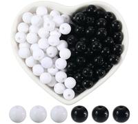 SOFPLATE 500Pcs 2 Colors Black White Beads 8mm Acrylic Beads Spacers Small Round Ball Smooth Opaque Craft Pearl Charm Loose Spacer Findings for Jewellery Making Bracelets Necklaces Earrings DIY Crafts