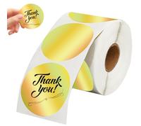 SOFPLATE 500Pcs 2 Inch Gold Thermal Stickers Holographic Round Labels Paper Waterproof Self Adhesive Reflective Printer Tape Label Sticker for Wrapping Price Barcode DIY Crafting Code Custom Logos