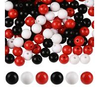 SOFPLATE 500Pcs 3 Colors 8mm Pearl White Beads Acrylic Pearl Beads Black Red Colorful Round Ball Opaque Small Craft Loose Smooth Spacers Accessories for Jewellery Bracelets Necklaces Party DIY Crafts