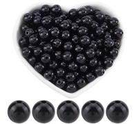 SOFPLATE 500Pcs 8mm Black Acrylic Beads Opaque Round Beads Small Smooth Loose Ball Gumball Jewellery Spacers Accessories for Jewellery Making Bracelets Necklace Earring Supplies DIY Crafting Beginner